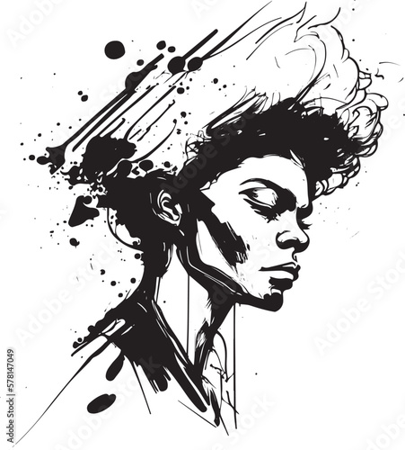 Vector Hand drawn Illustration of an African American fictional character