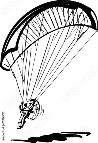 vector illustration of the paraglider silhouette on the sky