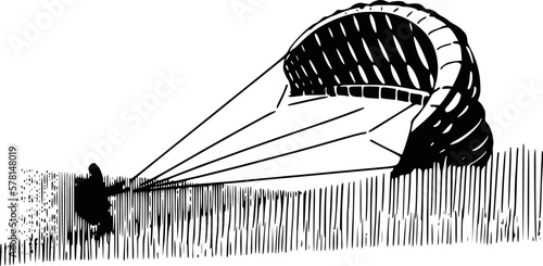 vector illustration of the paraglider silhouette on the sky