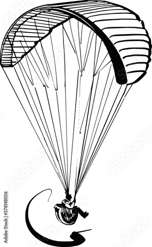 vector illustration of the paraglider silhouette on the sky