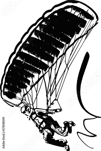 vector illustration of the paraglider silhouette on the sky