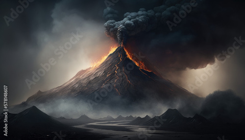 volcano eruption  smoke  nature  landscape  mountain  lava Generative AI  Generativ  KI