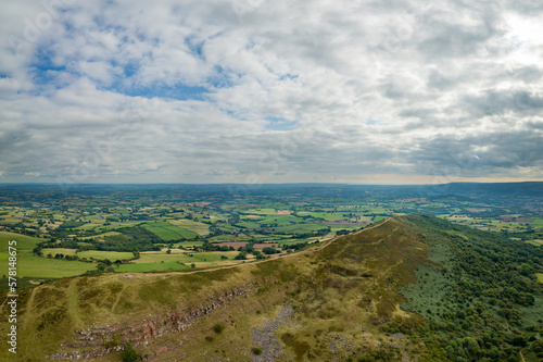 Aerial view of the Skirrid Fawr mountain in the Brecon Beacons, Wales