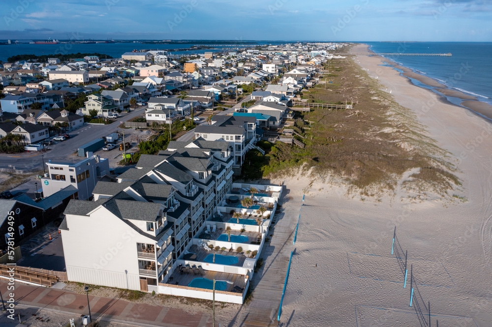 Aerial View of Beach Homes in Atlantic Beach North Carolina