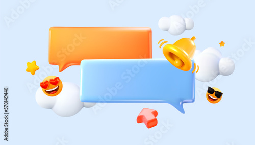 Sign, speech bubble. Blank 3d chat box sign. Vector illustration