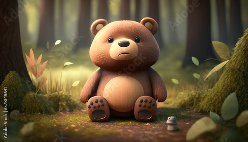 Cute bear cub  in the woods