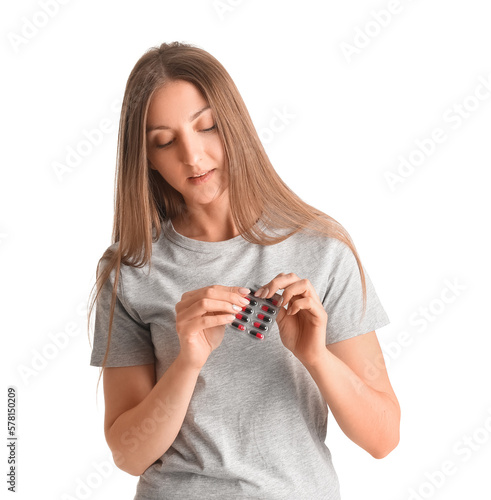 Beautiful woman with bliste...
