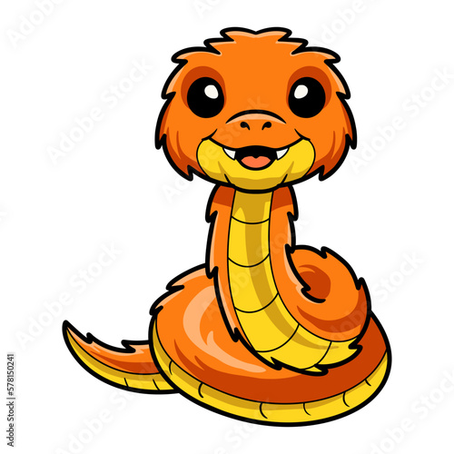 Cute orange spiny bush viper cartoon photo