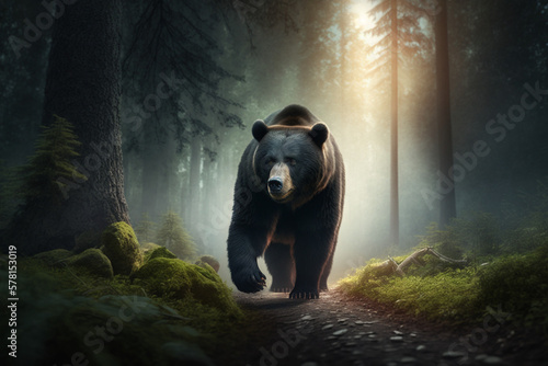 bear in the woods made by generative ai