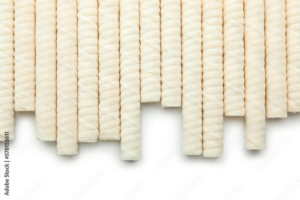 Delicious wafer rolls isolated on white background Delicious wafer rolls isolated on white background