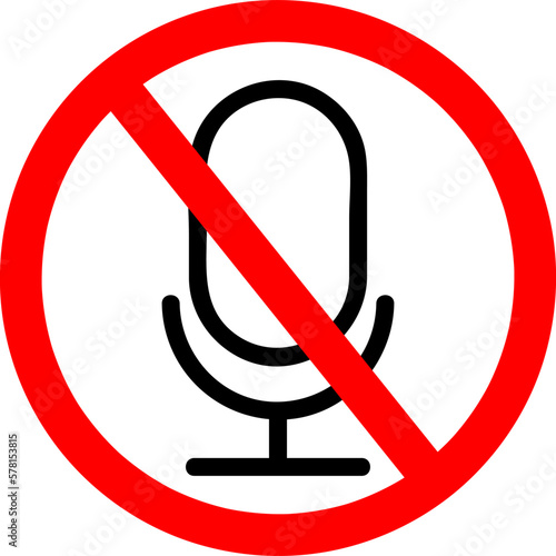 No recording sign. No microphone sign on white background..eps