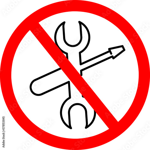 no repair tool icon hammer and snipper mechanical service on white background..eps