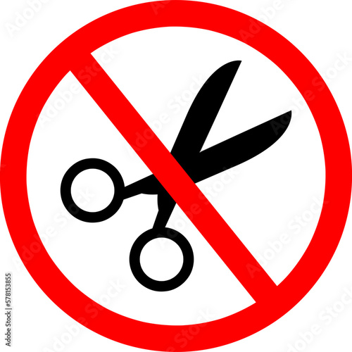 No scissors prohibition sign icon vector illustration on white background..eps