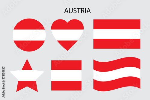 Line art flag of austria figures. Geometric design. Vector illustration.