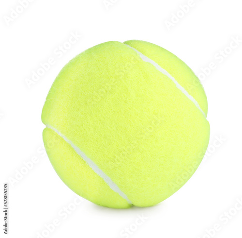 Bright green tennis ball isolated on white
