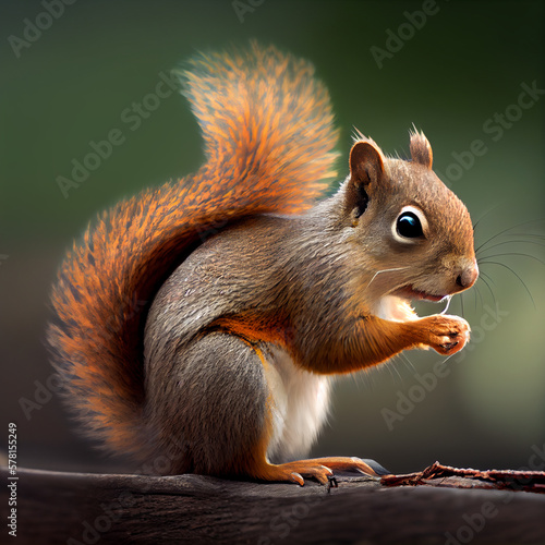 Red Squirrel in the forest , isolated on a background Created using generative AI tools
