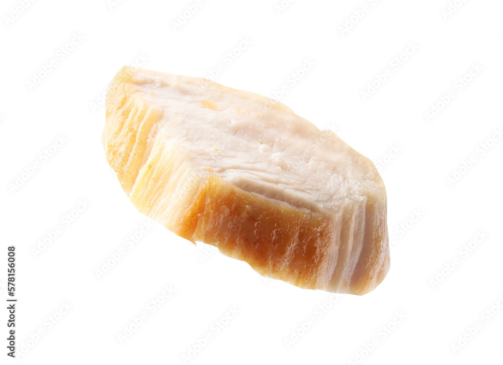 Piece of cooked chicken breast isolated on white Piece of cooked chicken breast isolated on white