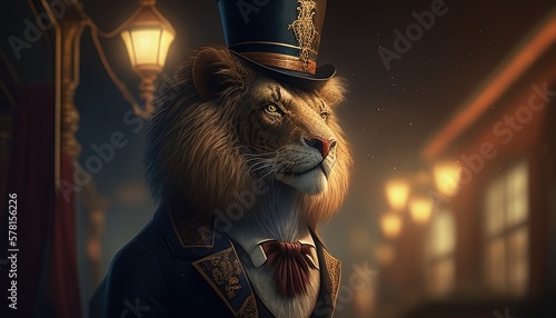 charming lion tamer digital art illustration, Generative AI photo