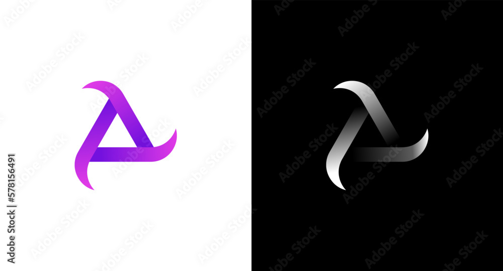 Obraz premium Triangle logo looping cycle monogram icon Design template