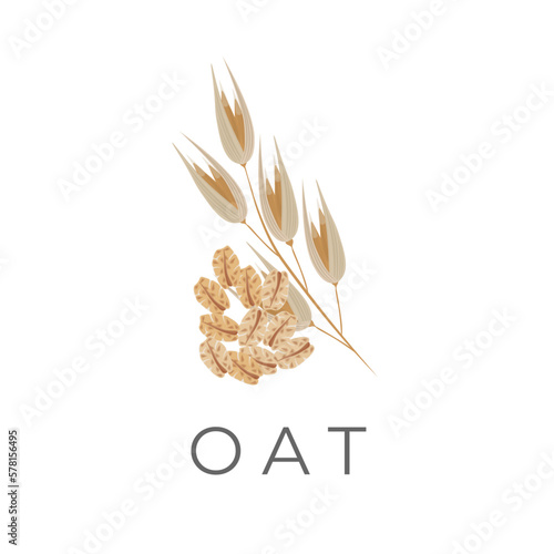 Natural Healthy Oat Flakes Simple Logo