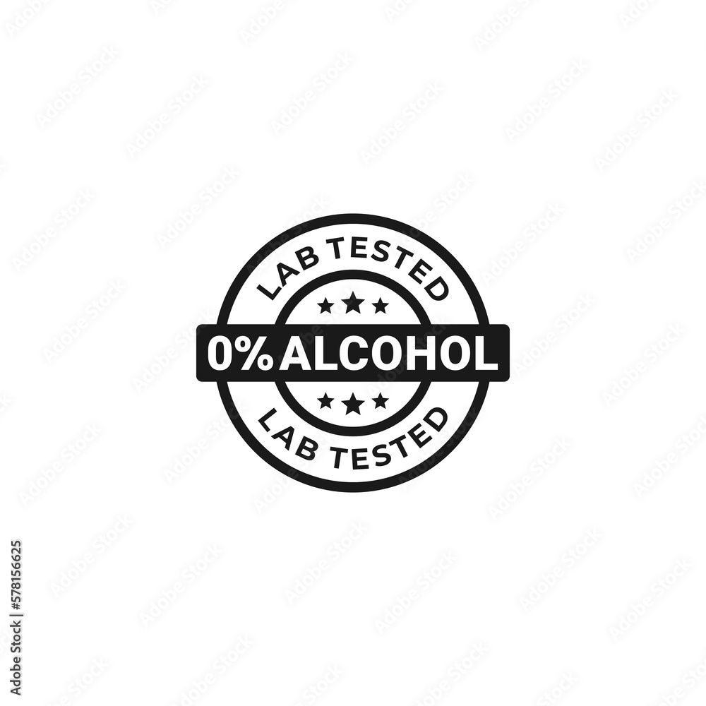 0 Alcohol Icon Vector or 0 Percent Alcohol Vector in Flat Style. The best 0 Alcohol free label