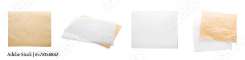 Obraz na płótnie Collage with different baking paper on white background