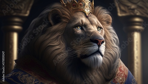 majestic lion king digital art illustration  Generative AI