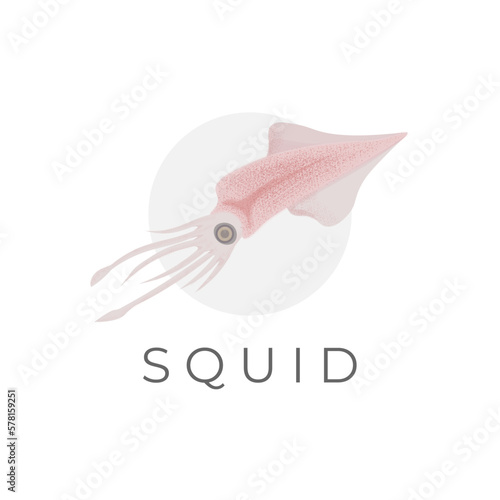 Squid Realistic Vector Illustration Logo