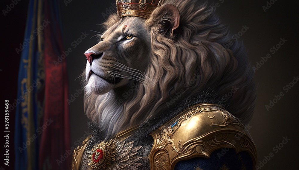 majestic lion king digital art illustration, Generative AI majestic lion king digital art illustration, Generative AI