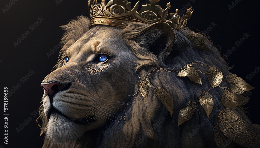 majestic lion king digital art illustration, Generative AI