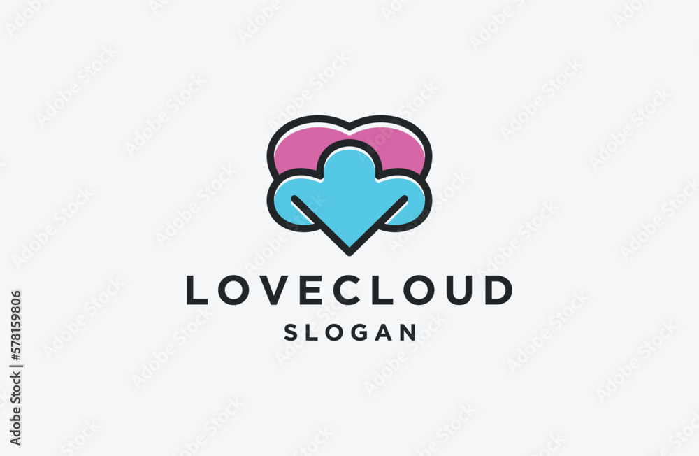 Love Cloud logo. Dating website emblem. 