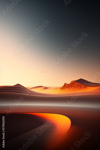 Vast and Serene Desert Landscape with Majestic Dunes and Uniform Sand - Ideal for Artistic Frames © Vainsent_Black