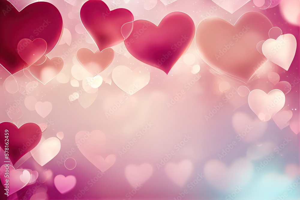 abstract background with heart shape texture for valentines and Christmas. pink background with bokeh and light. Generative Ai