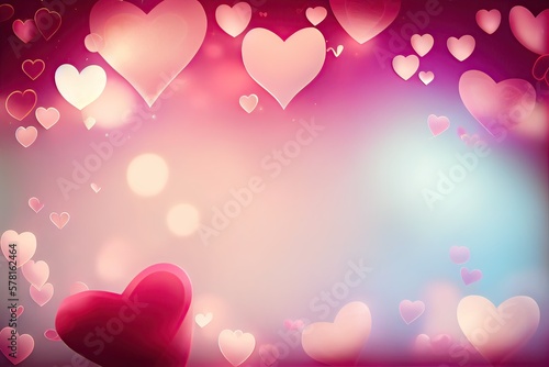 abstract background with heart shape texture for valentines and Christmas. pink background with bokeh and light. Generative Ai