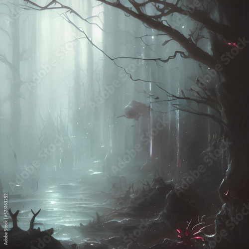 misty forest in the morning
