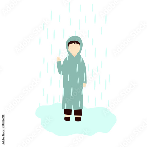 Faceless Boy Under Rain