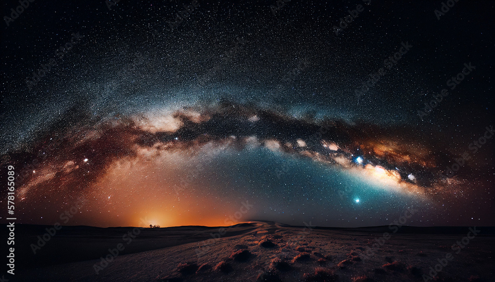 Naklejka premium Noite estrelada Nebulosa Via Láctea IA Generativa