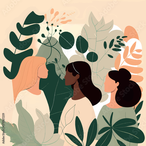 women of various ethnicities and religions, diversity and equality background.