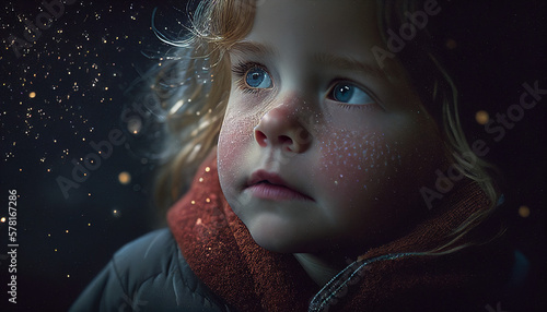 Retrato menina sobre as estrelas IA Generativa photo
