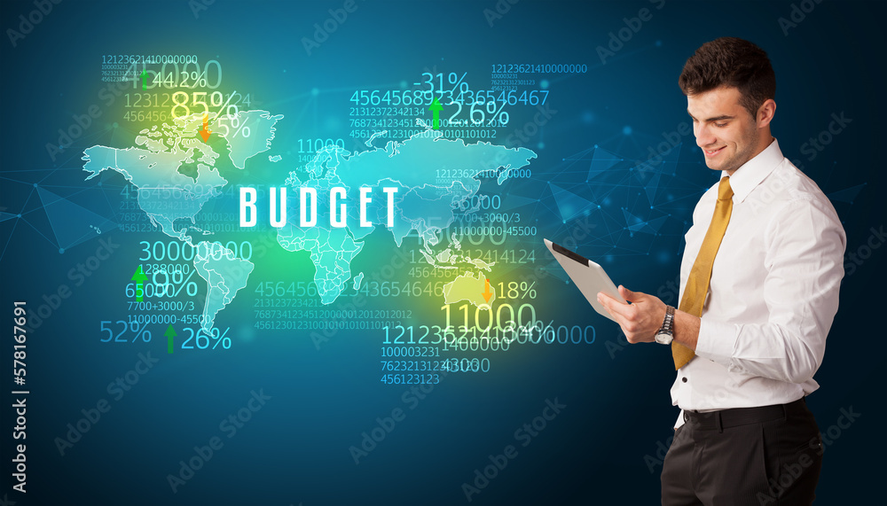 Businessman thinking about market concept Businessman thinking about market concept