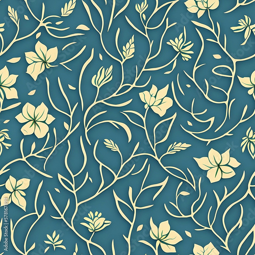 Botanical Floral Seamless Pattern Tile Spring Background With Flowers And Leaves  Generative AI