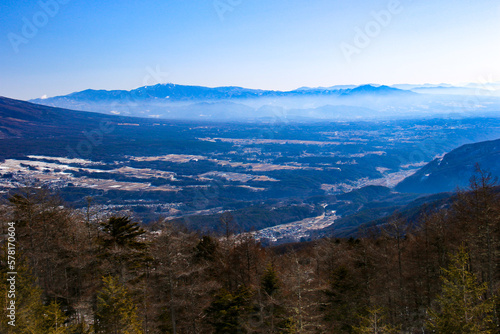 冬 入笠山から 奥秩父山地 金峰山から茅ヶ岳への山並みを望む 