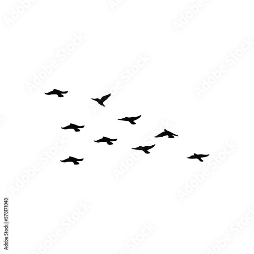 flock of birds in flight. Vector illustration.