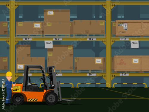 An Industrial worker is working in the warehouse