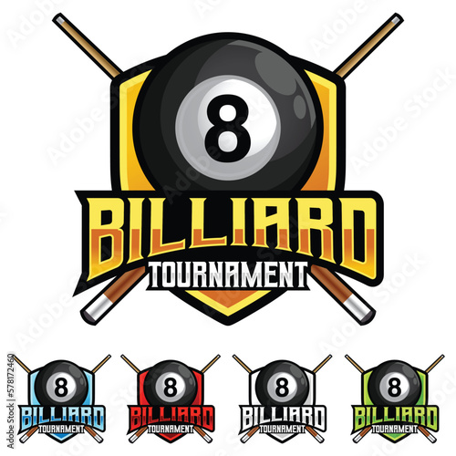Modern vector gradient billiard sports logo design icon template. Vector illustration for brand, club, tournament, championship. Isolated on white background