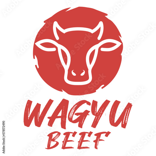 Modern vector flat design simple minimalist logo template of wagyu steak beef barbeque restaurant farm vector for brand, cafe, restaurant, bar, emblem, label, badge. Isolated on white background.
