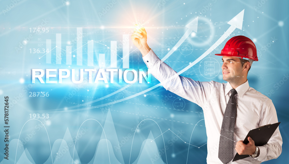 Young Businessman with helmet concept