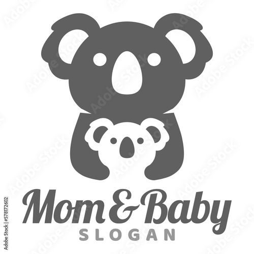 Modern mascot flat design simple minimalist cute koala mom dad parents logo icon design template vector with modern illustration concept style for brand, emblem, label, badge, zoo