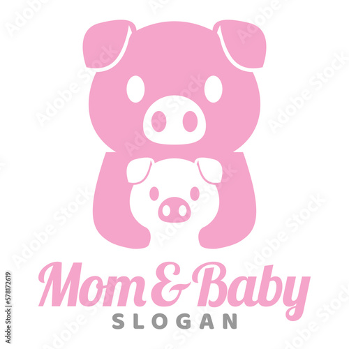 Photos Modern mascot flat design simple minimalist cute piggy mom dad parents logo icon