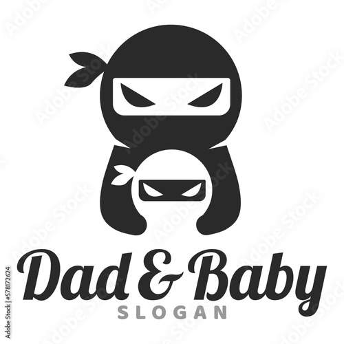 Modern mascot flat design simple minimalist cute ninja mom dad parents logo icon design template vector with modern illustration concept style for brand, emblem, label, badge
